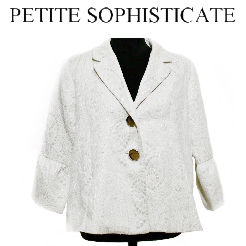 Petite Sophisticate Ivory Tapestry Blazer 14P